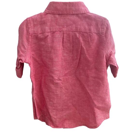 Janie and Jack Boys Linen-Cotton Shirt Red NWT size 12-18 month - Picture 3 of 5